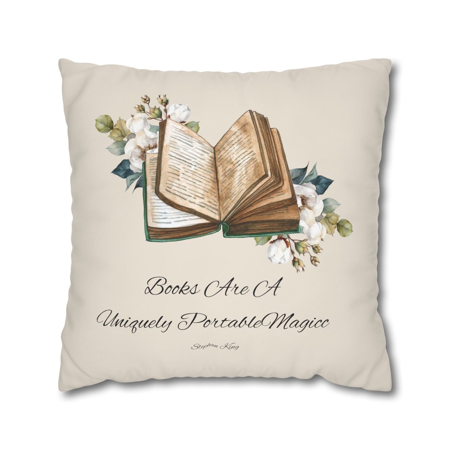 Square Poly Canvas Pillowcase "books are a uniquely transportable."