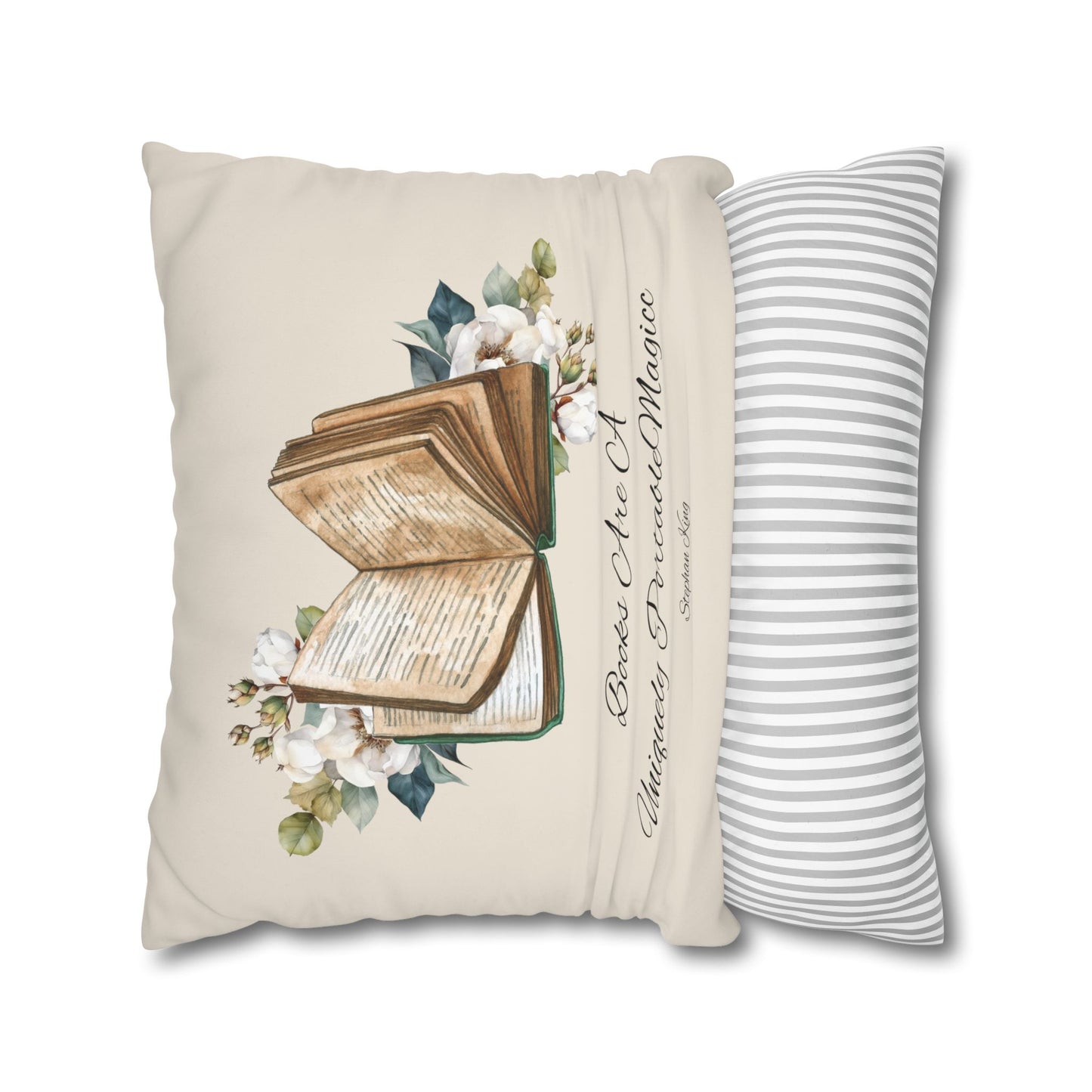 Square Poly Canvas Pillowcase "books are a uniquely transportable."