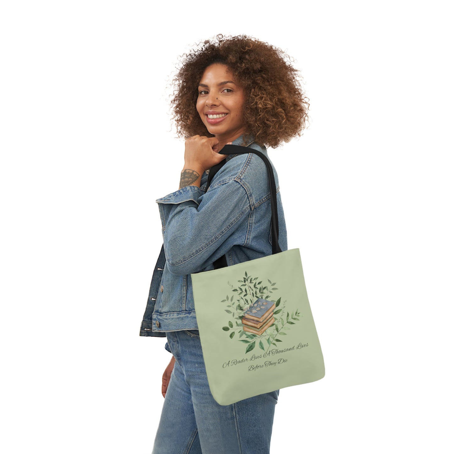 Canvas Tote Bag, 5-Color Straps "a reader lives a thousand lives."