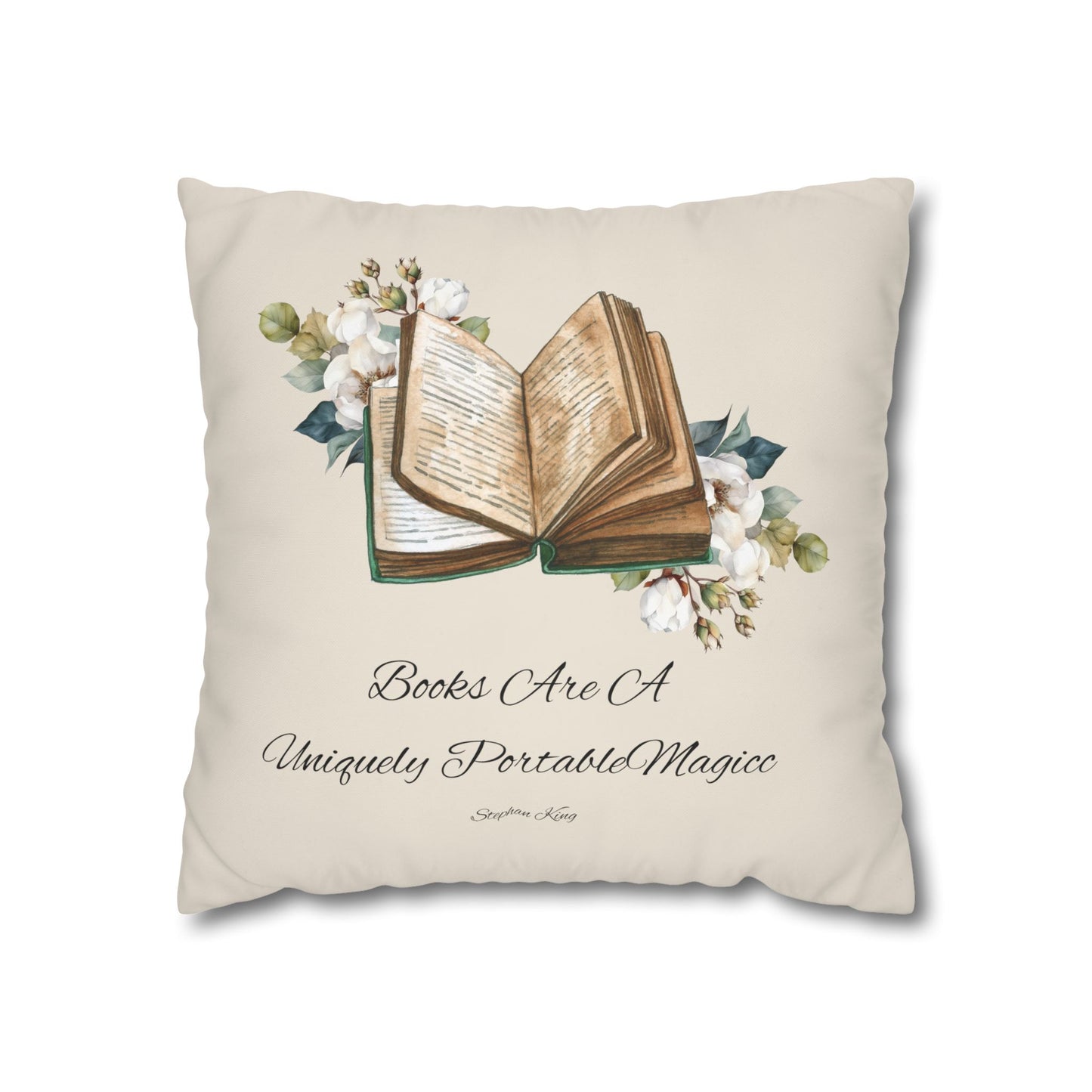 Square Poly Canvas Pillowcase "books are a uniquely transportable."