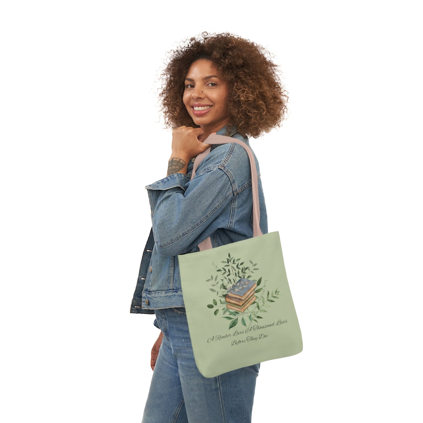 Canvas Tote Bag, 5-Color Straps "a reader lives a thousand lives."