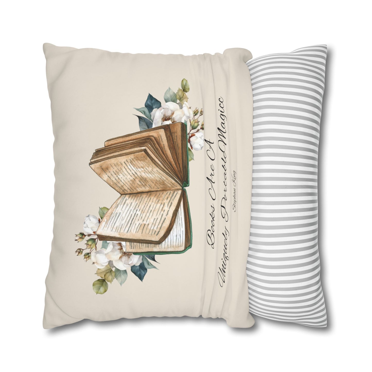 Square Poly Canvas Pillowcase "books are a uniquely transportable."