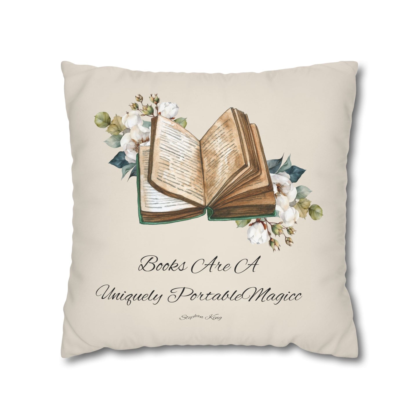 Square Poly Canvas Pillowcase "books are a uniquely transportable."