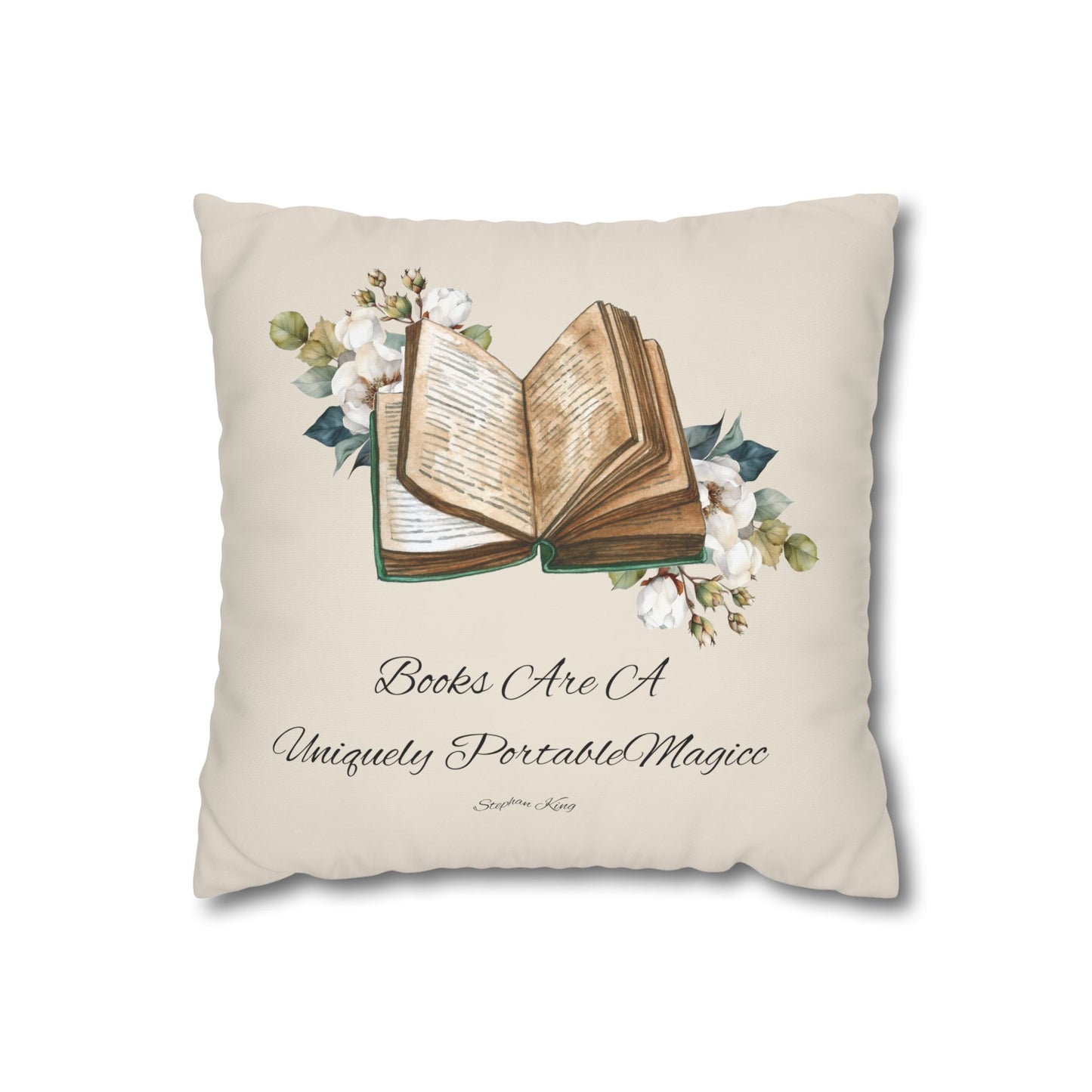 Square Poly Canvas Pillowcase "books are a uniquely transportable."