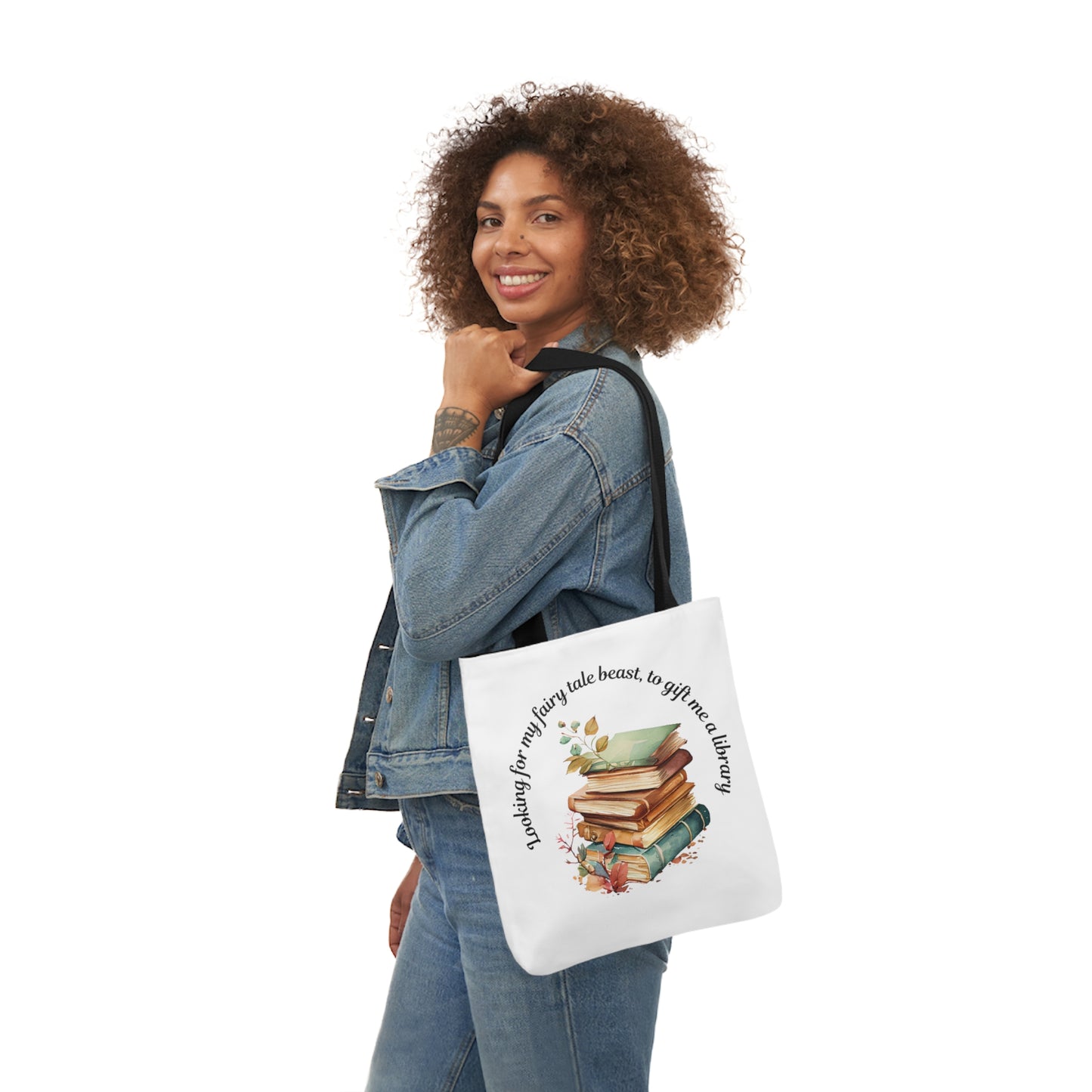 Canvas Tote Bag, 5-Color Straps "Looking for my fairy tale beast."