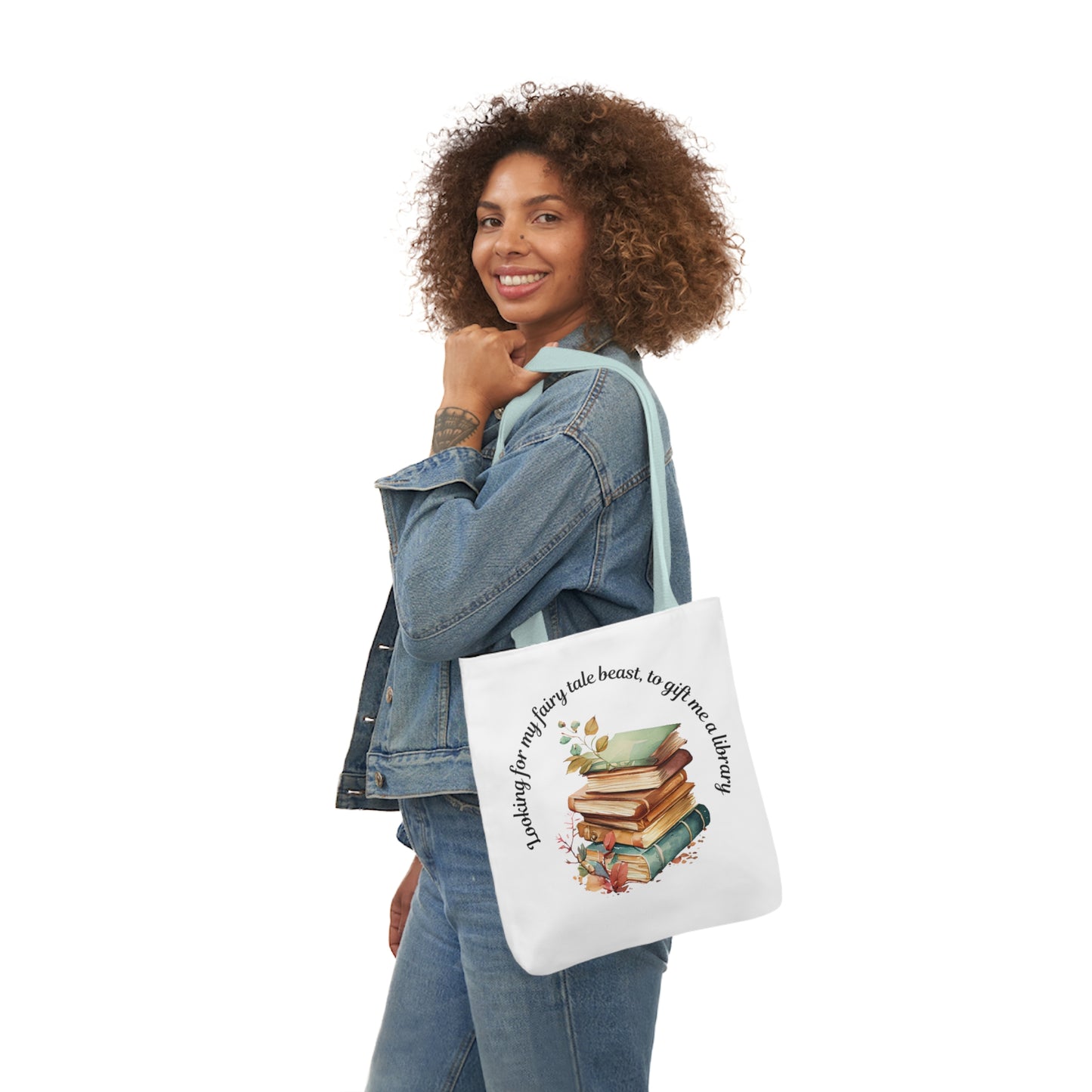 Canvas Tote Bag, 5-Color Straps "Looking for my fairy tale beast."