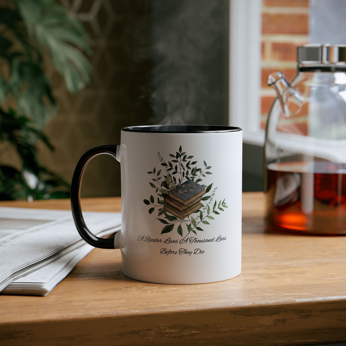 Two-Tone Coffee Mugs, 11oz "a reader lives a thousand lives."