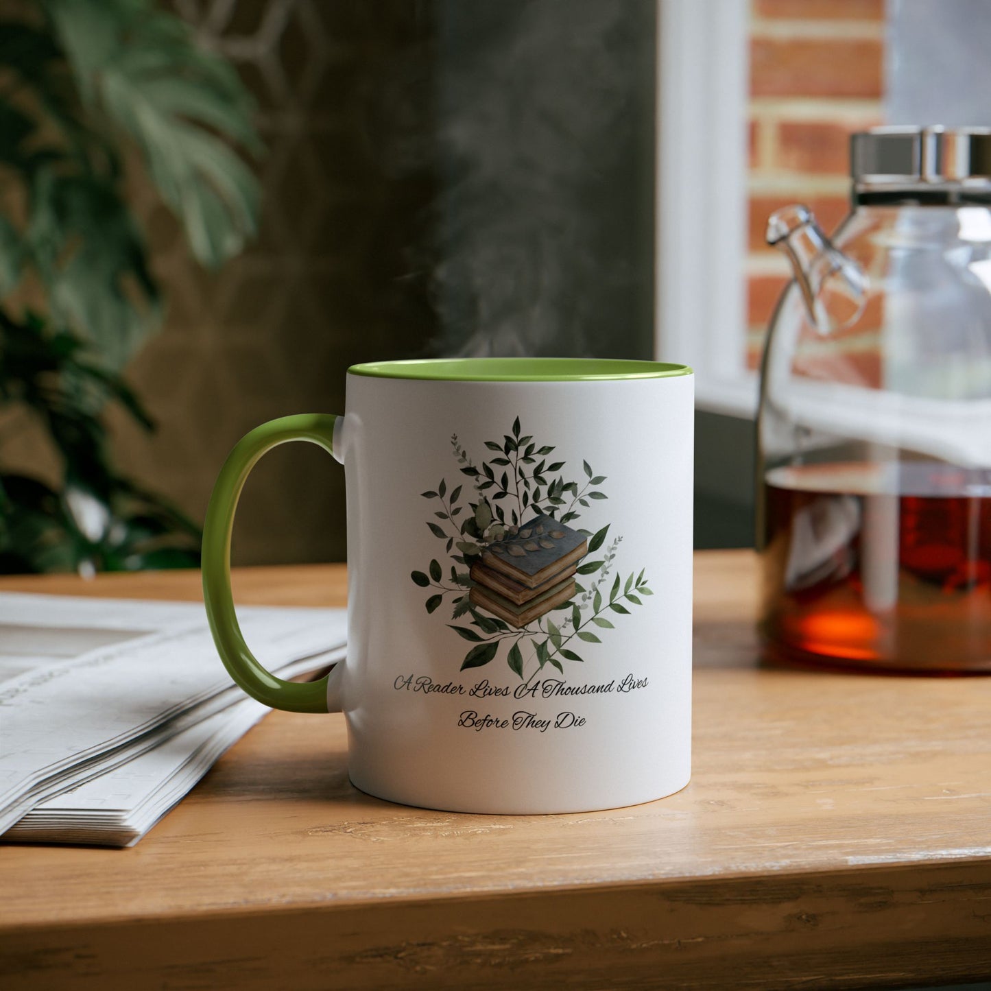 Two-Tone Coffee Mugs, 11oz "a reader lives a thousand lives."