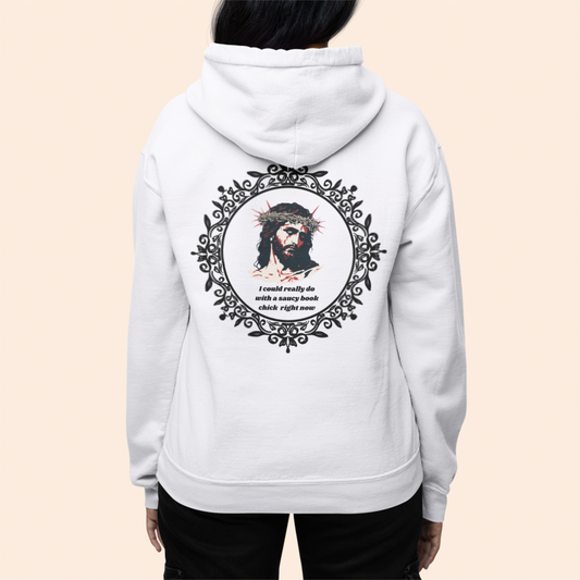 " Could really do with a spicy book chick."Unisex College Hoodie